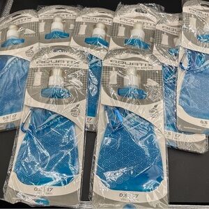 (8) Aquatix 17 Ounce Carry Bottle Foldable Flask Blue Hike Camp Travel BPA Free
